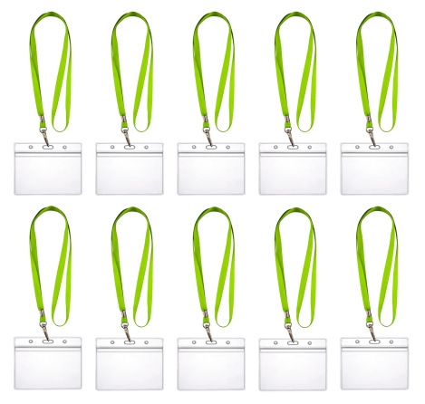 10 x Lanyard Umhängeband mit 10x Ausweishülle ZIP Kartenhalter horizontal & vertikal wasserdicht Ausweise Karten Schutzhülle 0,80mm flexibel